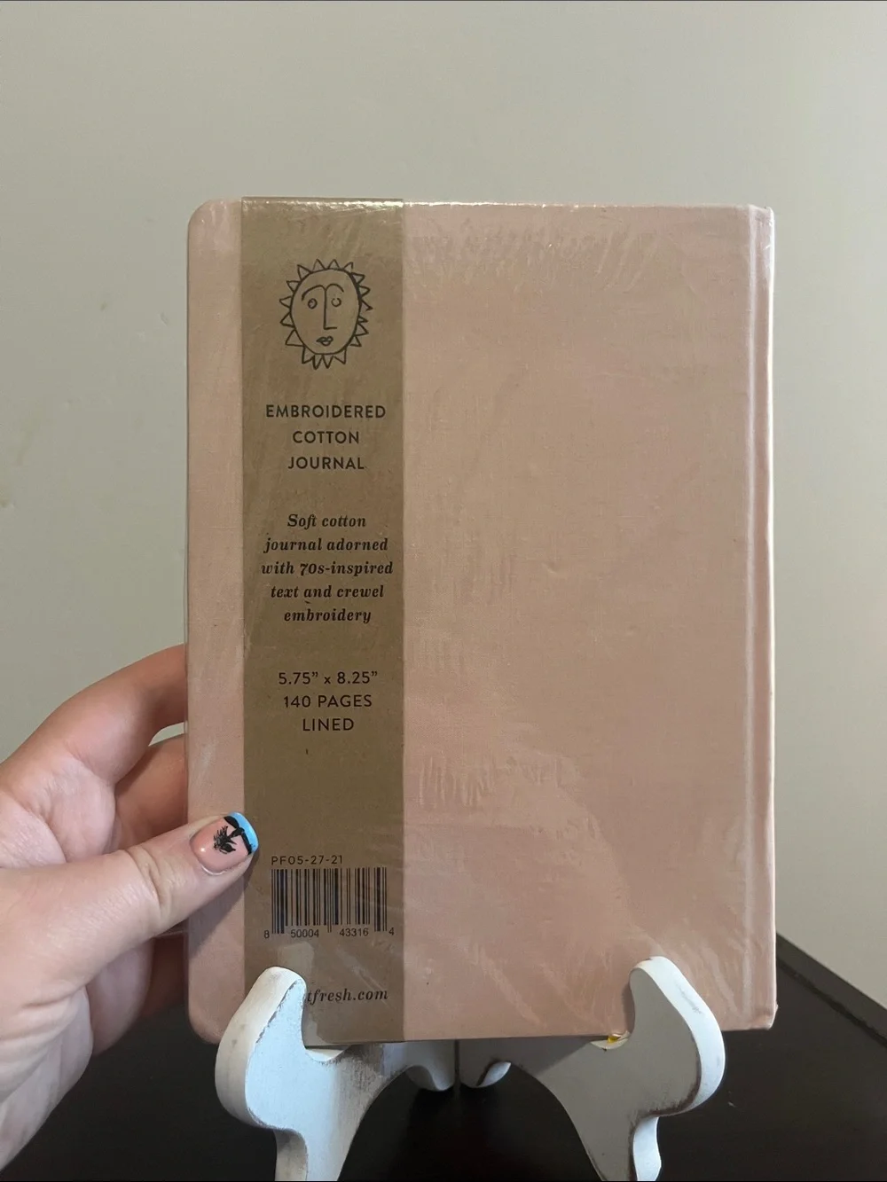 Feminist Inferno Embroidered Cotton  Pink Notebook/Jourmal 140 lined pages